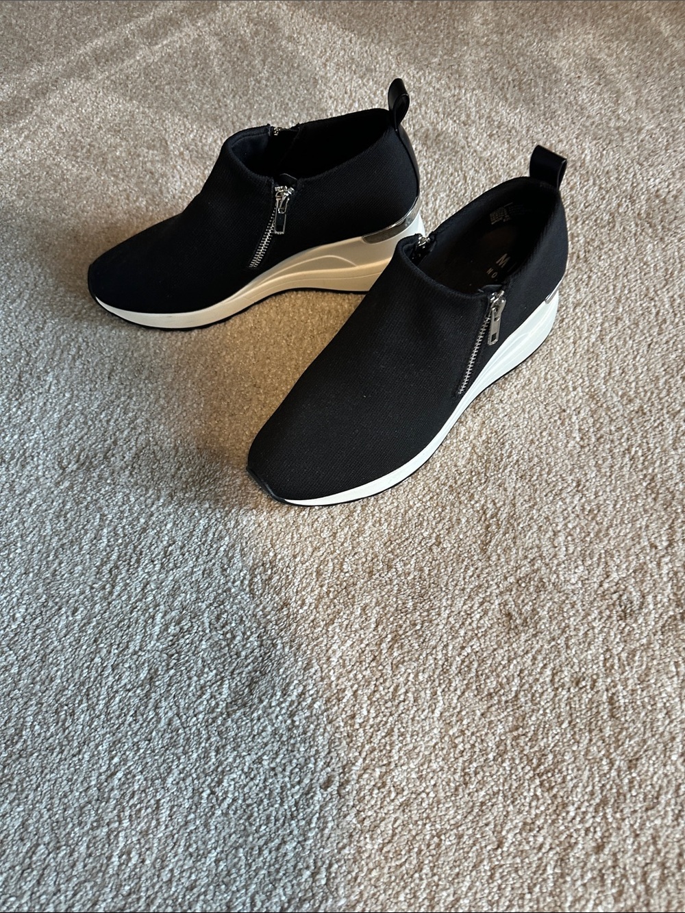 Mix No. 6 Black Knit Wedge Slip-On Sneakers with White Sole